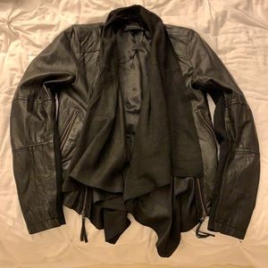 Preloved Black Zara Genuine Leather Jacket